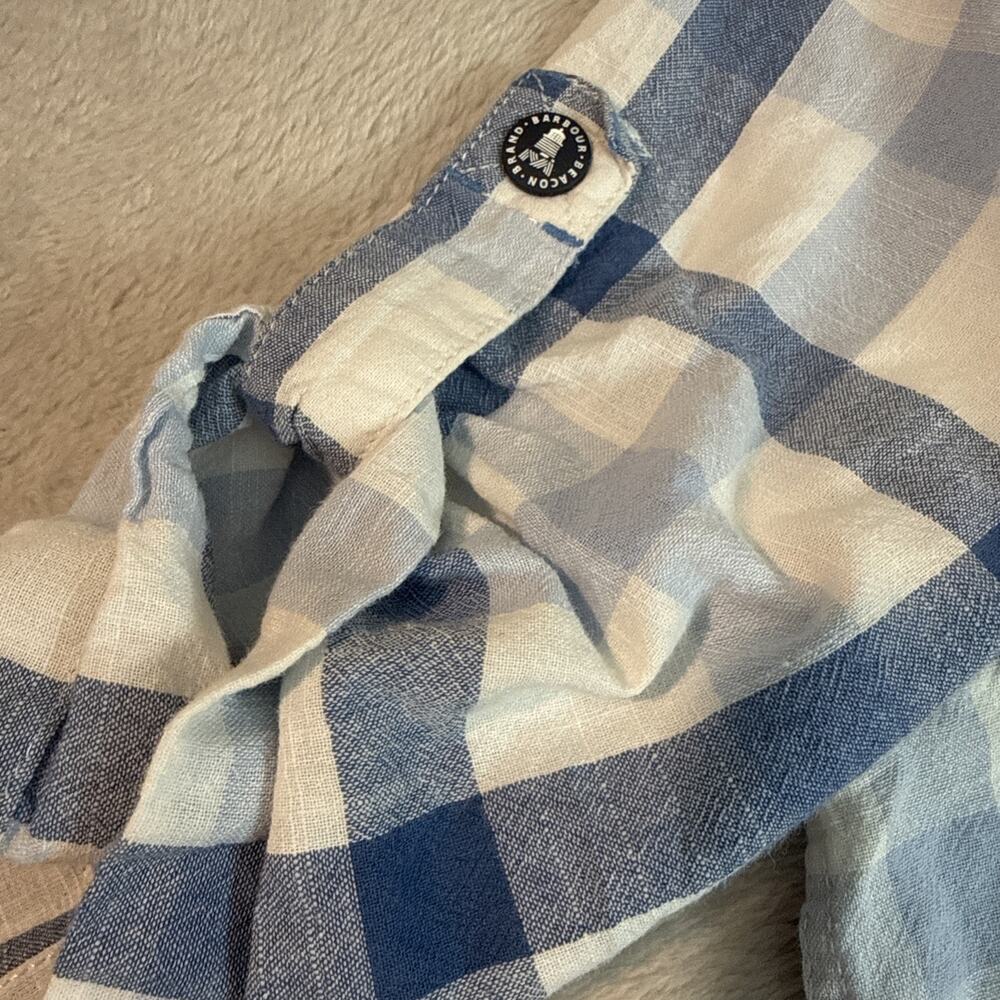 Barbour Women’s Plaid Popover Roll Sleeve Blue Preppy s/s Top Tunic Shirt 10 - Picture 3 of 7